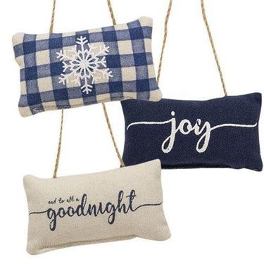 3/Set, Blue Winter Pillow Ornaments - The Fox Decor